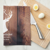 Monogram Lake Rustic Deer Antler Wood Geschirrtuch (Viertel Falte)