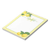 Monogram, ländlicher Lemon Aquarellpolka Punkt Notizblock (Rotiert)