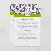 Monogram Laptop Lila Damask Information Card Begleitkarte (Vorne/Hinten)
