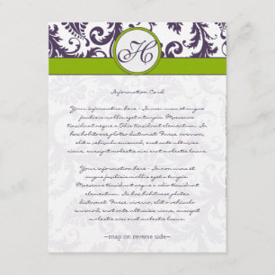 Monogram Laptop Lila Damask Information Card Begleitkarte