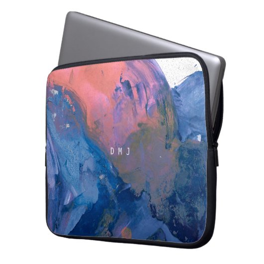Monogram Laptop Sleeve - Modernes Abstrakt Art Cas (Vorderseite Links)