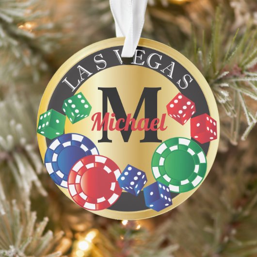 Monogram Las Vegas Casino Poker Chip Ornament (Baum)