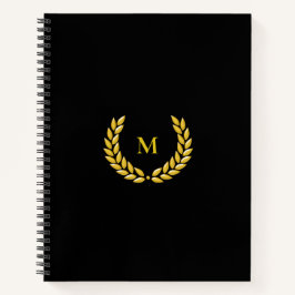 Monogram & Laurel auf Black Notebook Notizblock