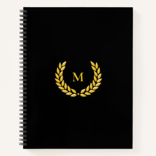 Monogram & Laurel auf Black Notebook Notizblock