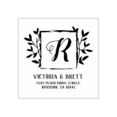 Monogram Laurel Frame Wedding Rücksendeadresse Gummistempel (Prägung)