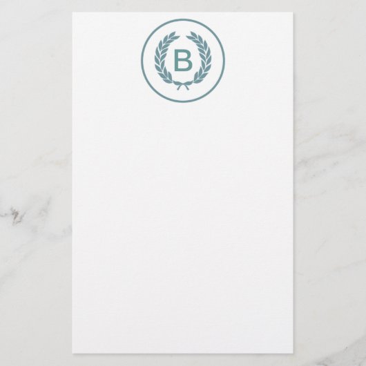 Monogram Laurel Leaf Wreath Briefpapier (Vorderseite)