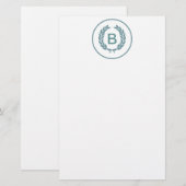 Monogram Laurel Leaf Wreath Briefpapier (Vorne/Hinten)