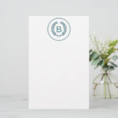 Monogram Laurel Leaf Wreath Briefpapier (Stehend Vorderseite)