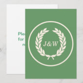 Monogram Laurel Leaf Wreath Einladung (Vorne/Hinten)