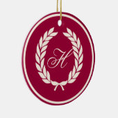 Monogram Laurel Leaf Wreath Keramikornament (Rechts)