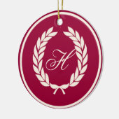 Monogram Laurel Leaf Wreath Keramikornament (Links)