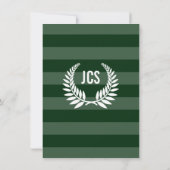 Monogram Laurel Masculine Green Abschluss Einladung (Rückseite)