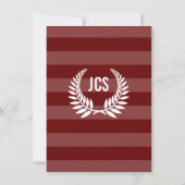 Monogram Laurel Masculine Red Maroon Abschluss Einladung (Rückseite)