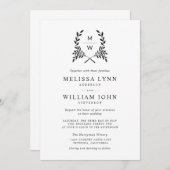 Monogram Laurel mit einer beliebigen Farbe Hinterg Einladung (Vorne/Hinten)