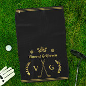 Monogram Laurel Wreath Clubs Crown mit Name Gold Golfhandtuch
