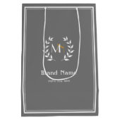 Monogram Laurel Wreath Gray Mittlere Geschenktüte (Rückseite)