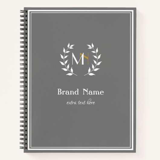 Monogram Laurel Wreath Gray Notizblock (Vorderseite)