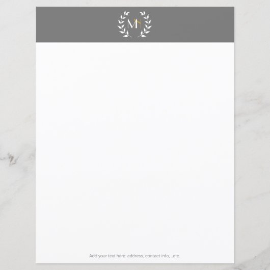 Monogram Laurel Wreath Gray Paper (Vorderseite)