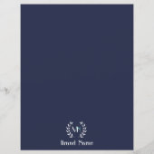 Monogram Laurel Wreath Navy Blue Paper (Rückseite)