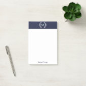 Monogram Laurel Wreath Navy Blue Post-it Notes Klebezettel (Büro)