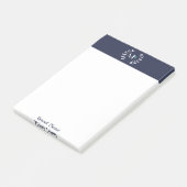 Monogram Laurel Wreath Navy Blue Post-it Notes Klebezettel (angewinkelt)