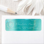 Monogram Laurel Wreath Ocean Blue Rücksendeadresse (Insitu)