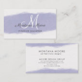 Monogram Lavendel Lila Script Beruflich Visitenkarte (Vorne/Hinten)