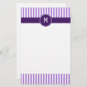 Monogram-Lavendel-Streifenmuster Briefpapier (Vorne/Hinten)