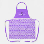 Monogram Lavendel und Niedliches Herzmuster Schürze (Vorderseite)