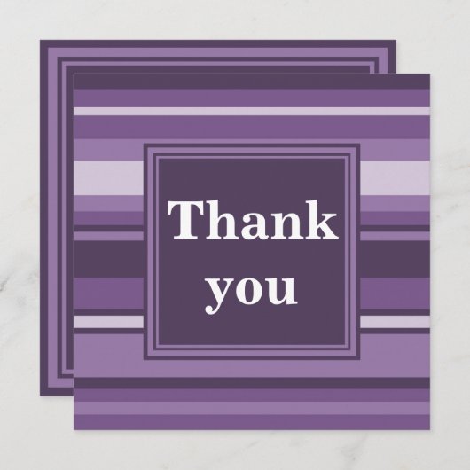Monogram Lavendelstreifen Dankeskarte (Vorne/Hinten)