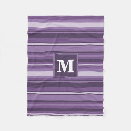 Monogram Lavendelstreifen Fleecedecke (Vorderseite)