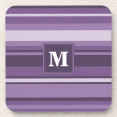Monogram Lavendelstreifen Getränkeuntersetzer (Vorderseite)