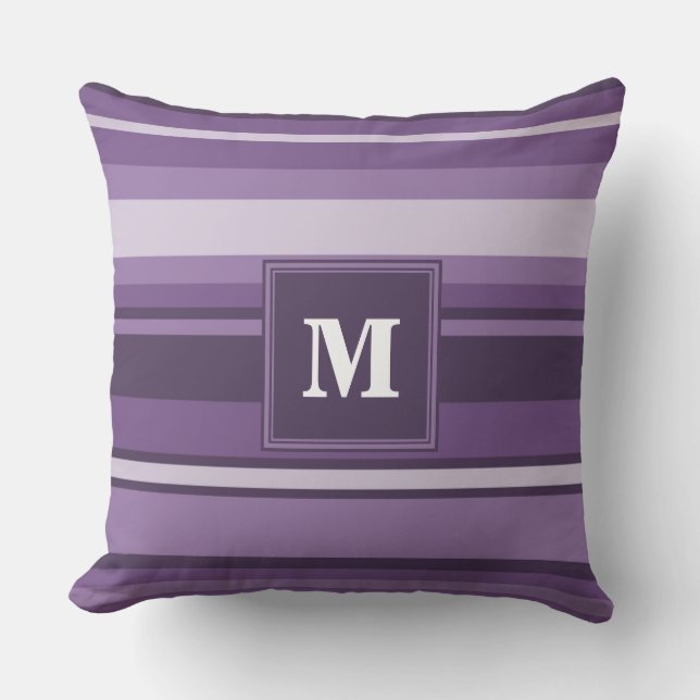 Monogram Lavendelstreifen Kissen (Vorderseite)