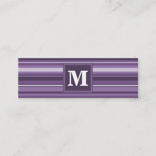 Monogram Lavendelstreifen Mini Visitenkarte (Vorderseite)