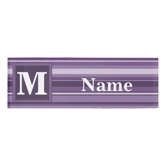 Monogram Lavendelstreifen Namenschild (Vorderseite)