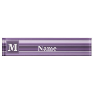 Monogram Lavendelstreifen Namensplakette