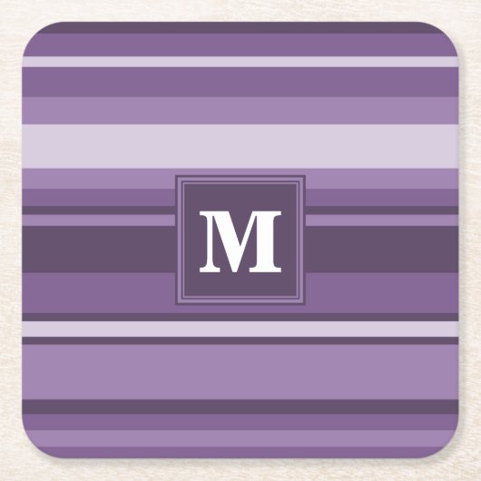 Monogram Lavendelstreifen Rechteckiger Pappuntersetzer (Vorderseite)