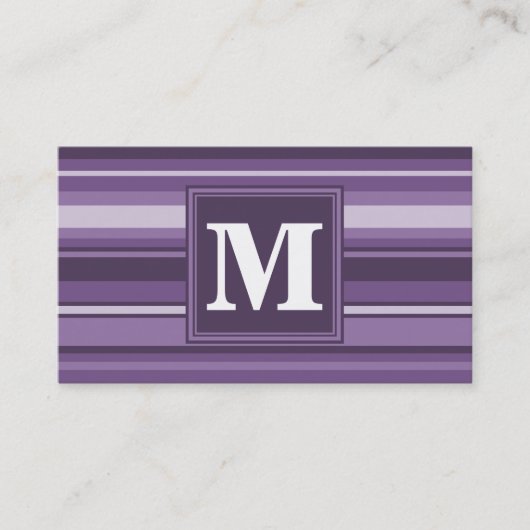 Monogram Lavendelstreifen Visitenkarte (Vorderseite)