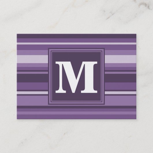 Monogram Lavendelstreifen Visitenkarte (Vorderseite)