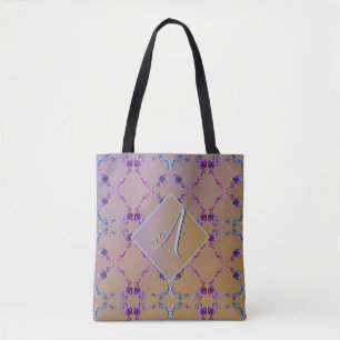 Monogram Lavender Blush Rose Herz-Tasche Tasche