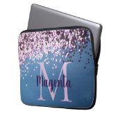 Monogram Lavender Confetti auf Blue Laptopschutzhülle (Vorderseite Links)