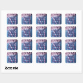 Monogram Lavender Confetti auf Blue Quadratischer Aufkleber (Blatt)