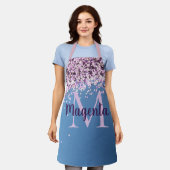 Monogram Lavender Confetti auf Blue Schürze (Getragen)