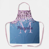 Monogram Lavender Confetti auf Blue Schürze (Vorderseite)