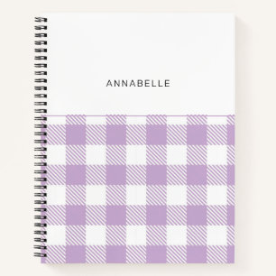 Monogram Lavender Gingham Girly Elegant Notebook Notizblock