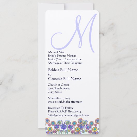 Monogram Lavender Periwinkle Wedding Einladung (Vorderseite)