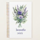 Monogram Lavender Purple Flowers Eukalyptus Years Planer (Vorderseite)