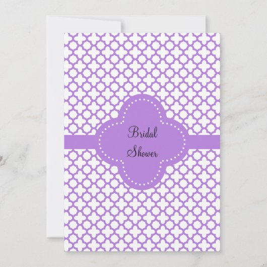 Monogram Lavender Quatrefolienmuster Einladung (Rückseite)