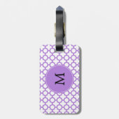 Monogram Lavender Quatrefolienmuster Gepäckanhänger (Rückseite vertikal)