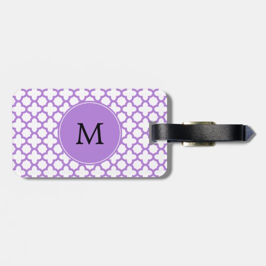 Monogram Lavender Quatrefolienmuster Gepäckanhänger (Rückseite horizontal)